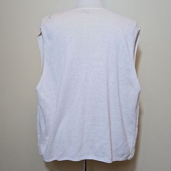 Crochet Cottagecore Grandma Floral Cardigan Sweater Vest 3X Boho Coastal Grandma - Picture 6 of 11